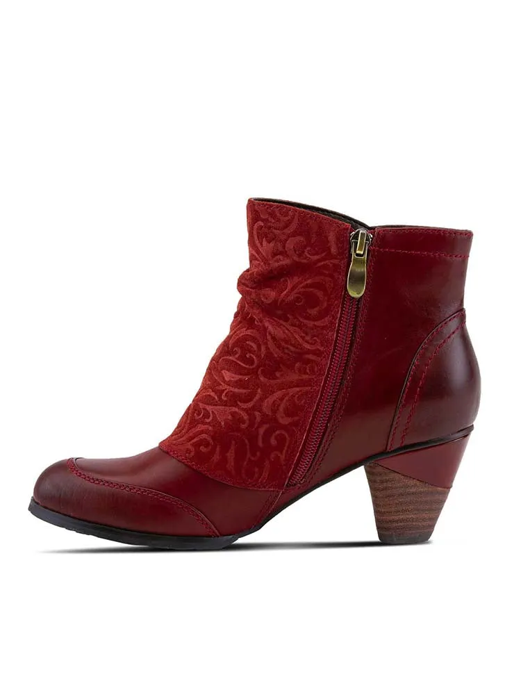 Embossed Leather Handmade Ankle Boots