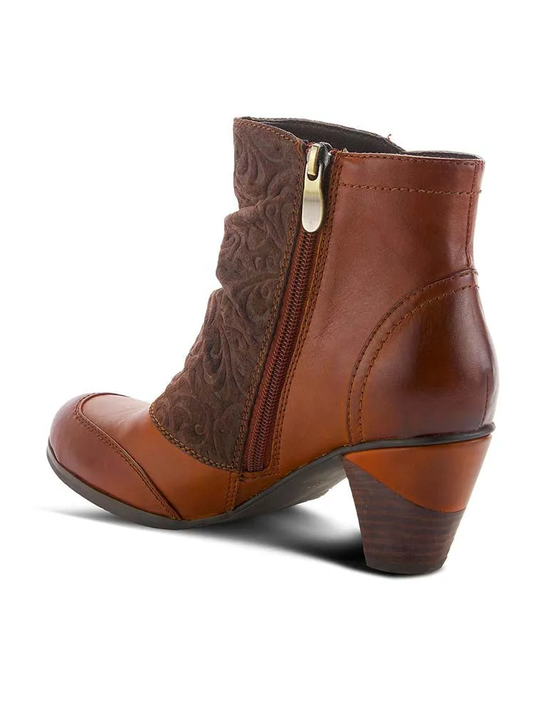 Embossed Leather Handmade Ankle Boots