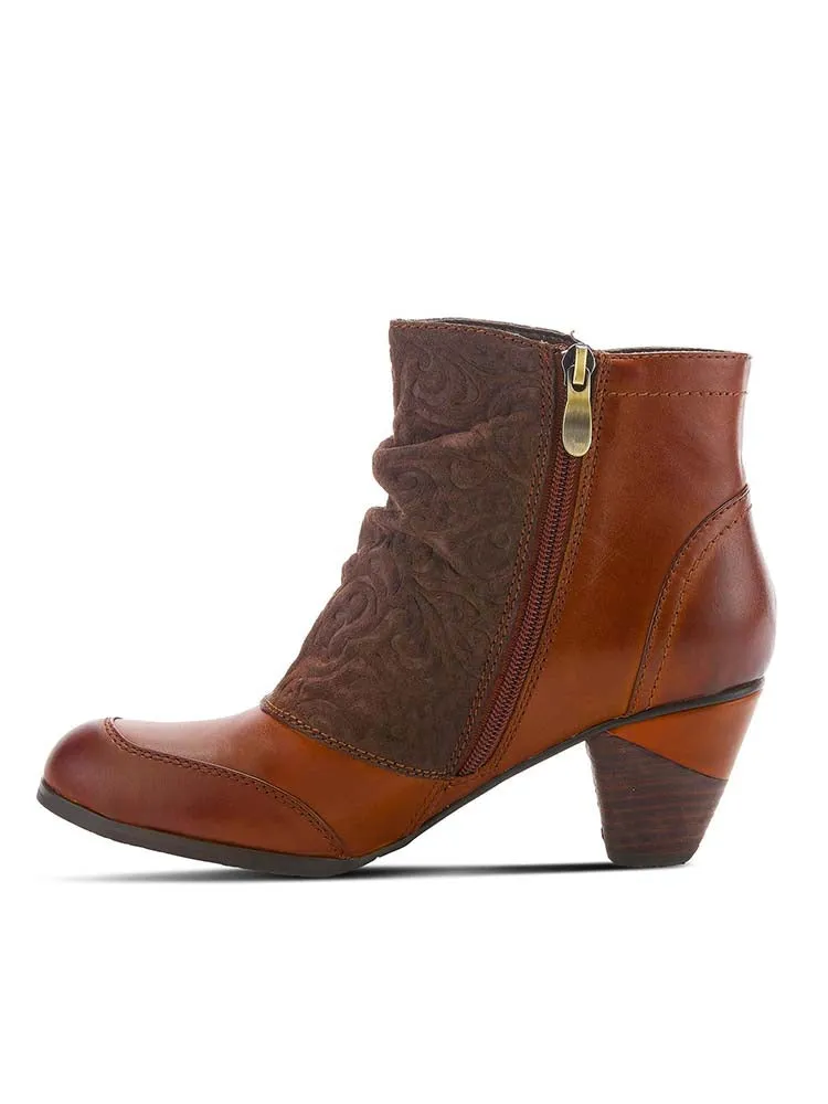 Embossed Leather Handmade Ankle Boots
