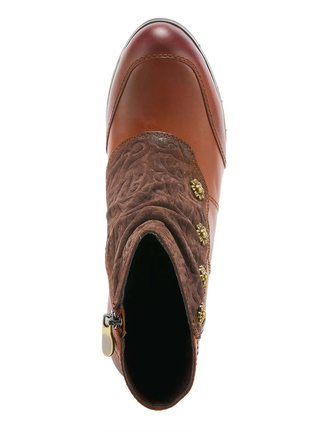 Embossed Leather Handmade Ankle Boots