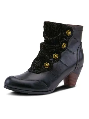 Embossed Leather Handmade Ankle Boots