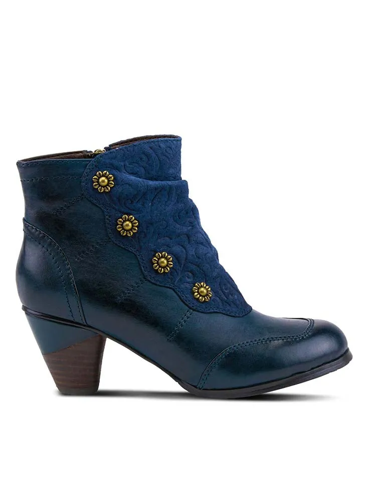 Embossed Leather Handmade Ankle Boots