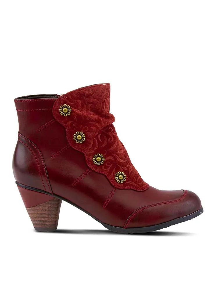 Embossed Leather Handmade Ankle Boots