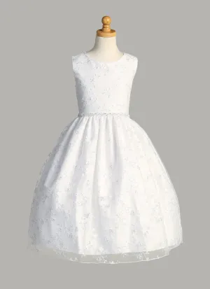 Embroidered Tulle First Communion Dress with Sequins - SP201