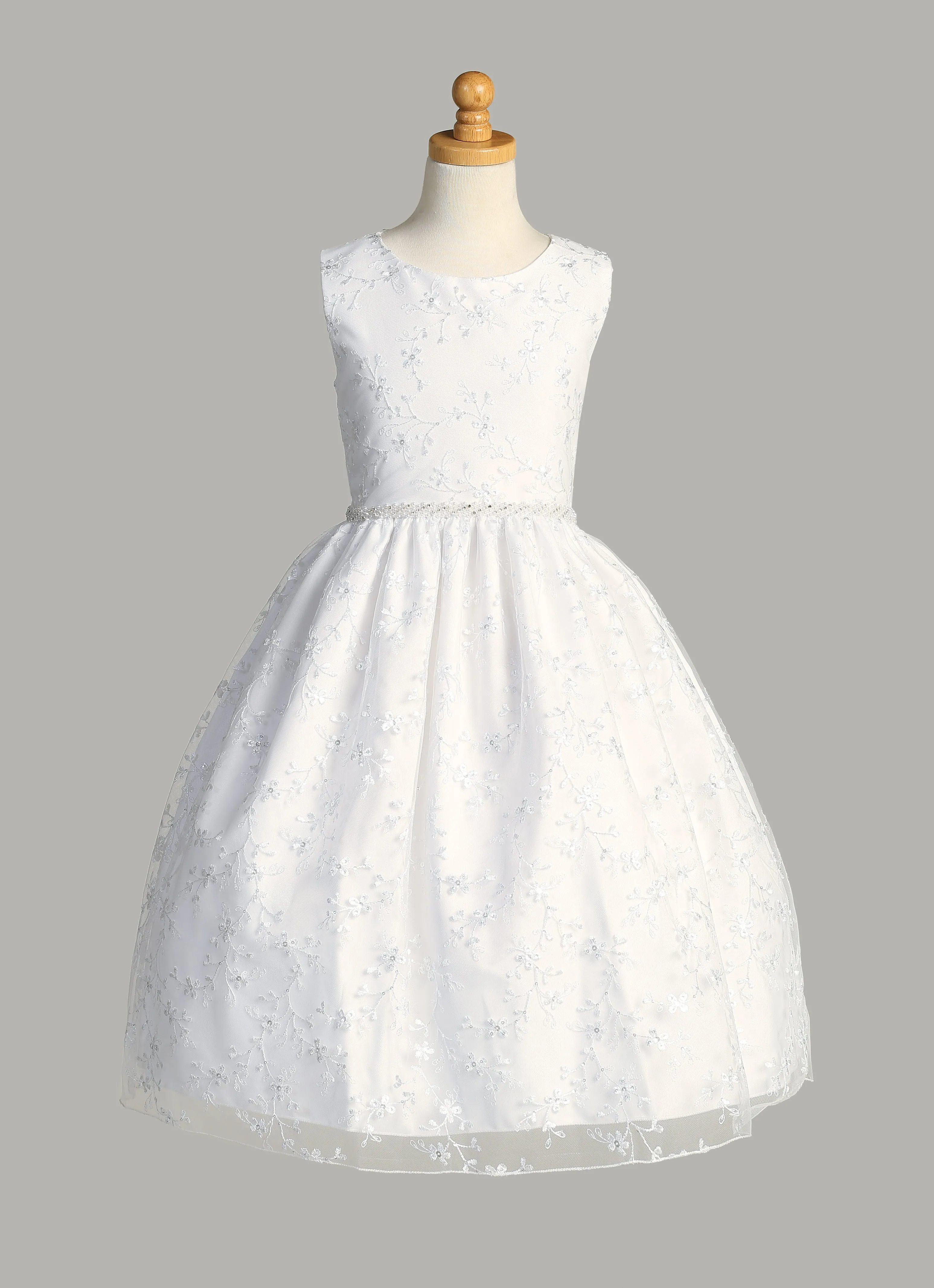 Embroidered Tulle First Communion Dress with Sequins - SP201