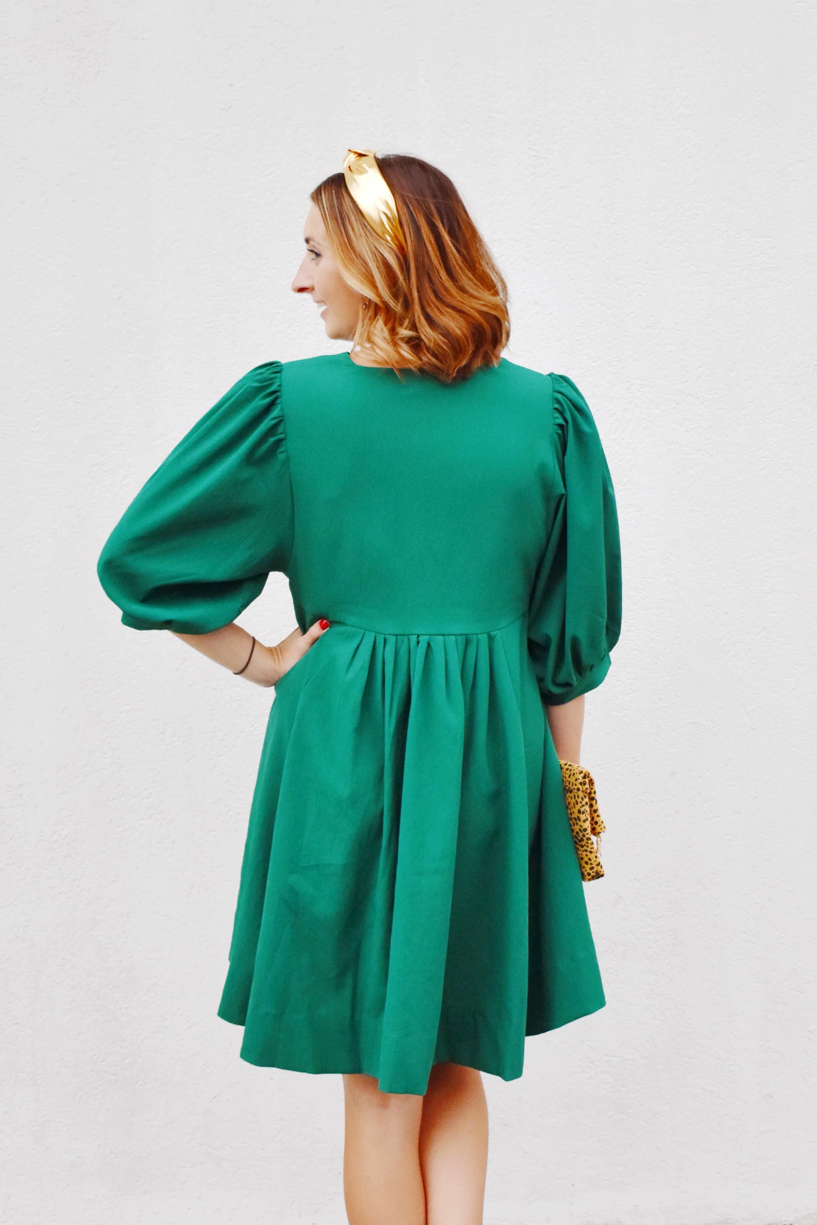 Emerald Green Babydoll Mini Dress
