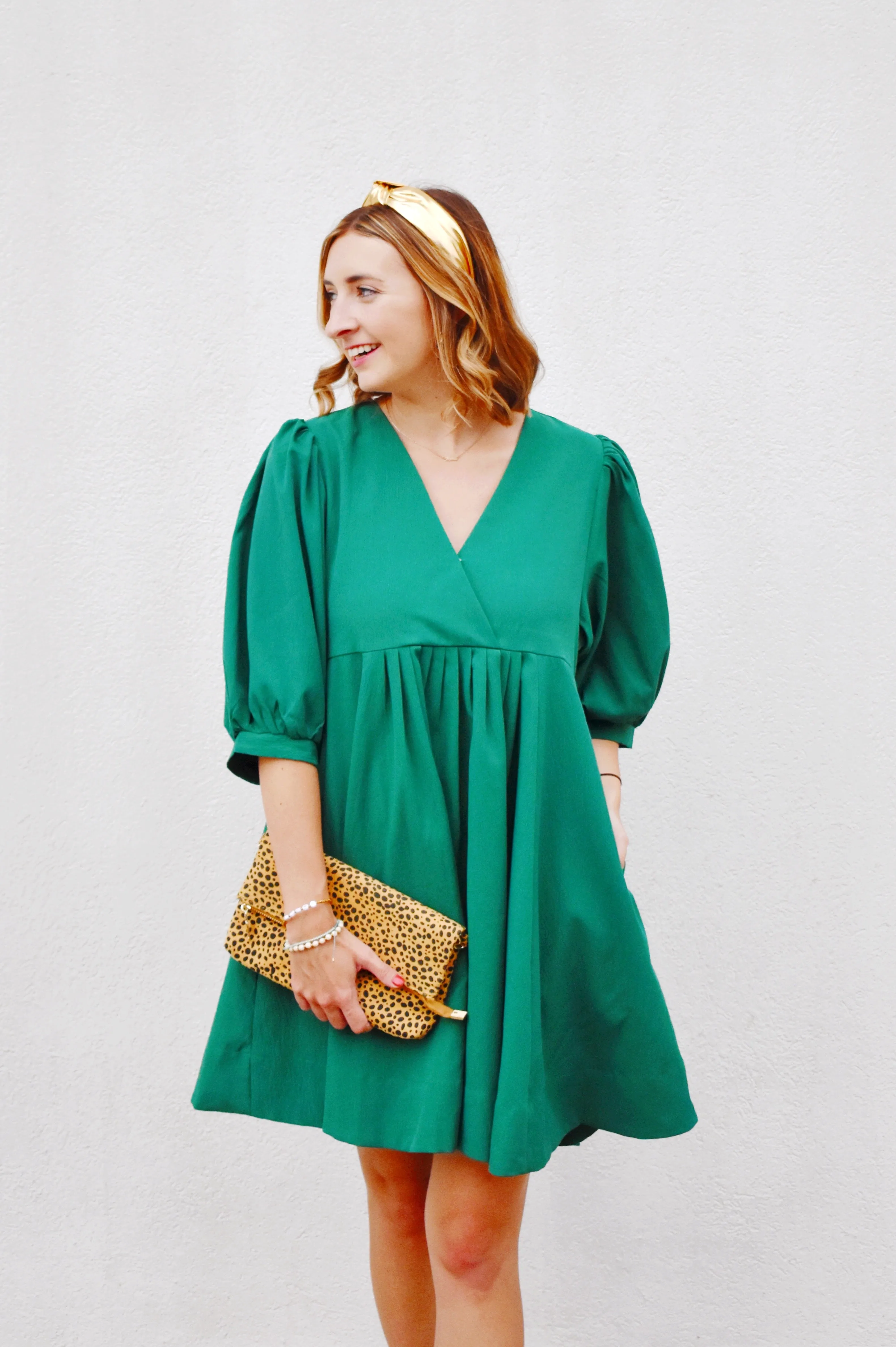 Emerald Green Babydoll Mini Dress