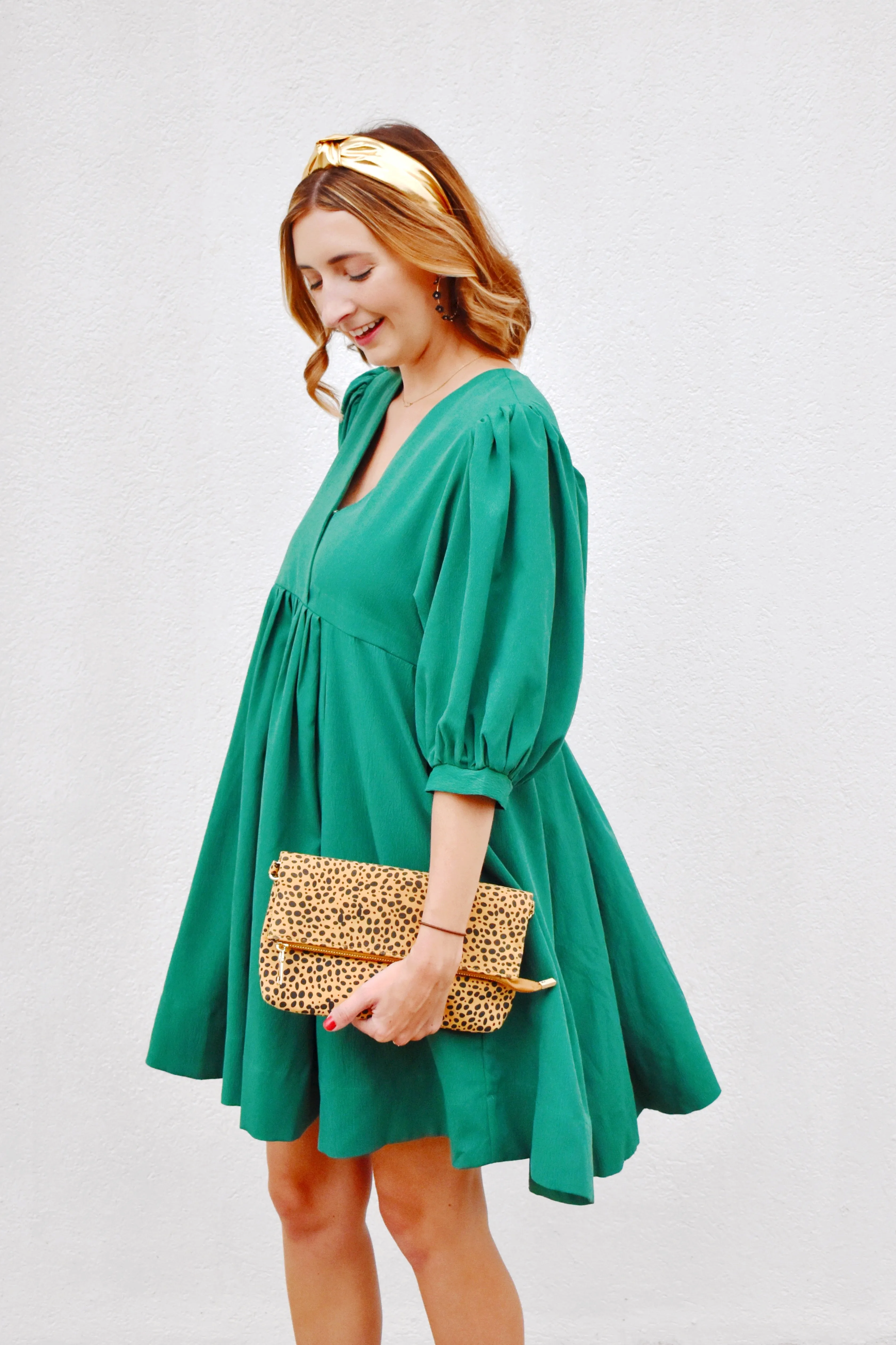 Emerald Green Babydoll Mini Dress