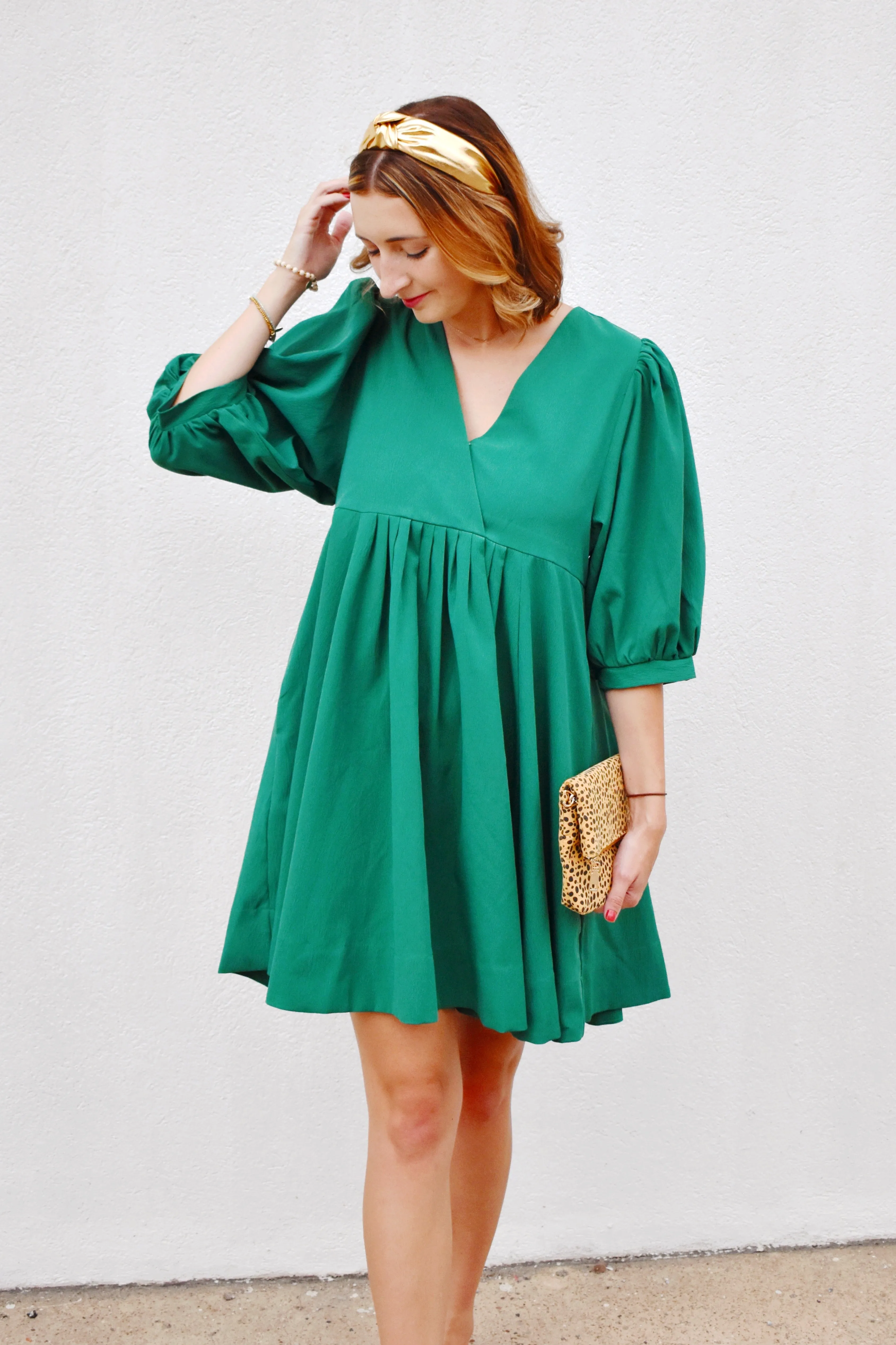 Emerald Green Babydoll Mini Dress