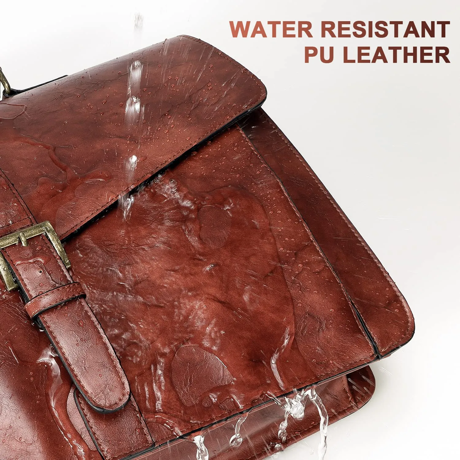 ESTARER Men's Leather Briefcase 15.6 Inch Laptop Messenger Bag for Business/Travel/Office, Professional Leather Computer Shoulder Bag, Brown