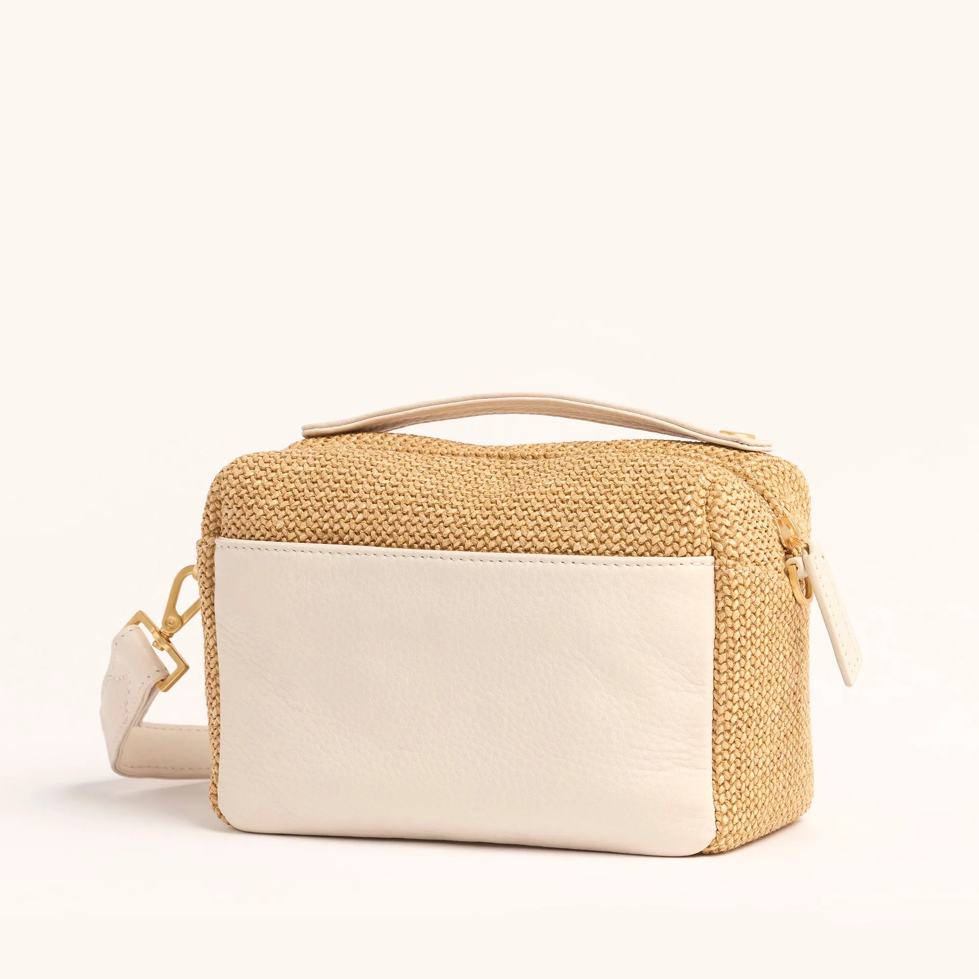 Evan Crossbody | Calla Lily White Raffia/Brushed Gold | Sml