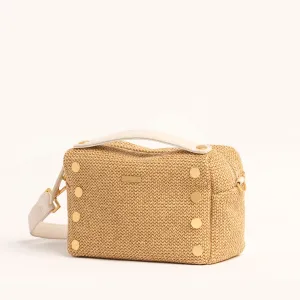 Evan Crossbody | Calla Lily White Raffia/Brushed Gold | Sml
