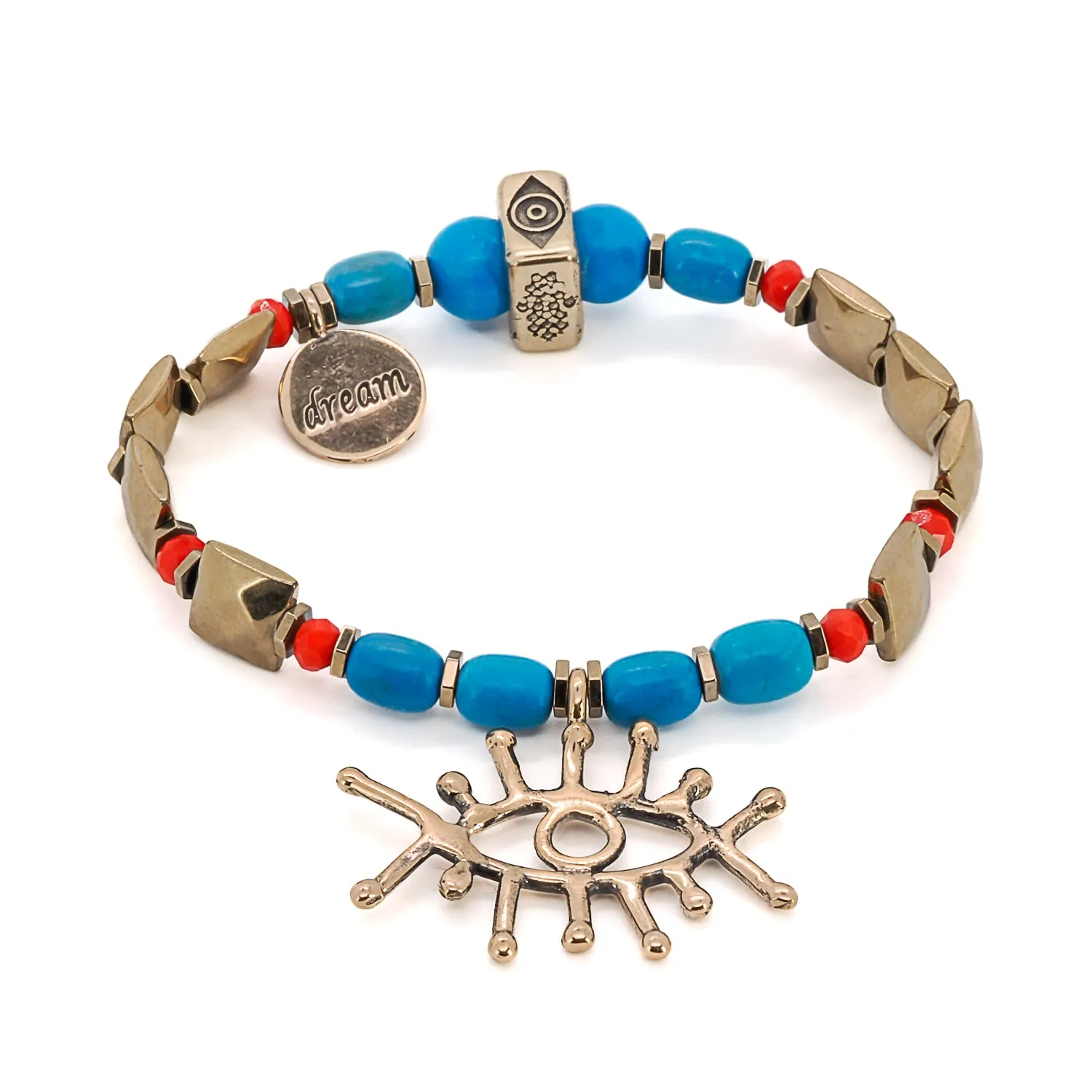 Evil Eye Dream Turquoise Beaded Bracelet