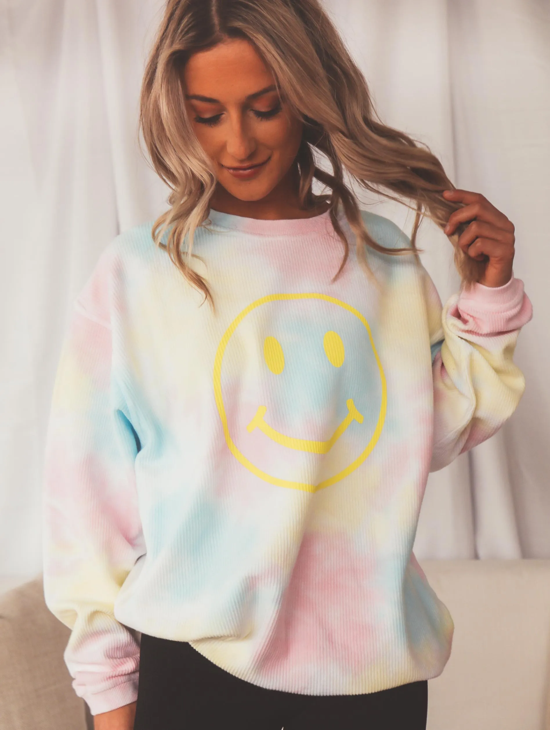 F S: SMILEY TIE DYE SWEATSHIRT