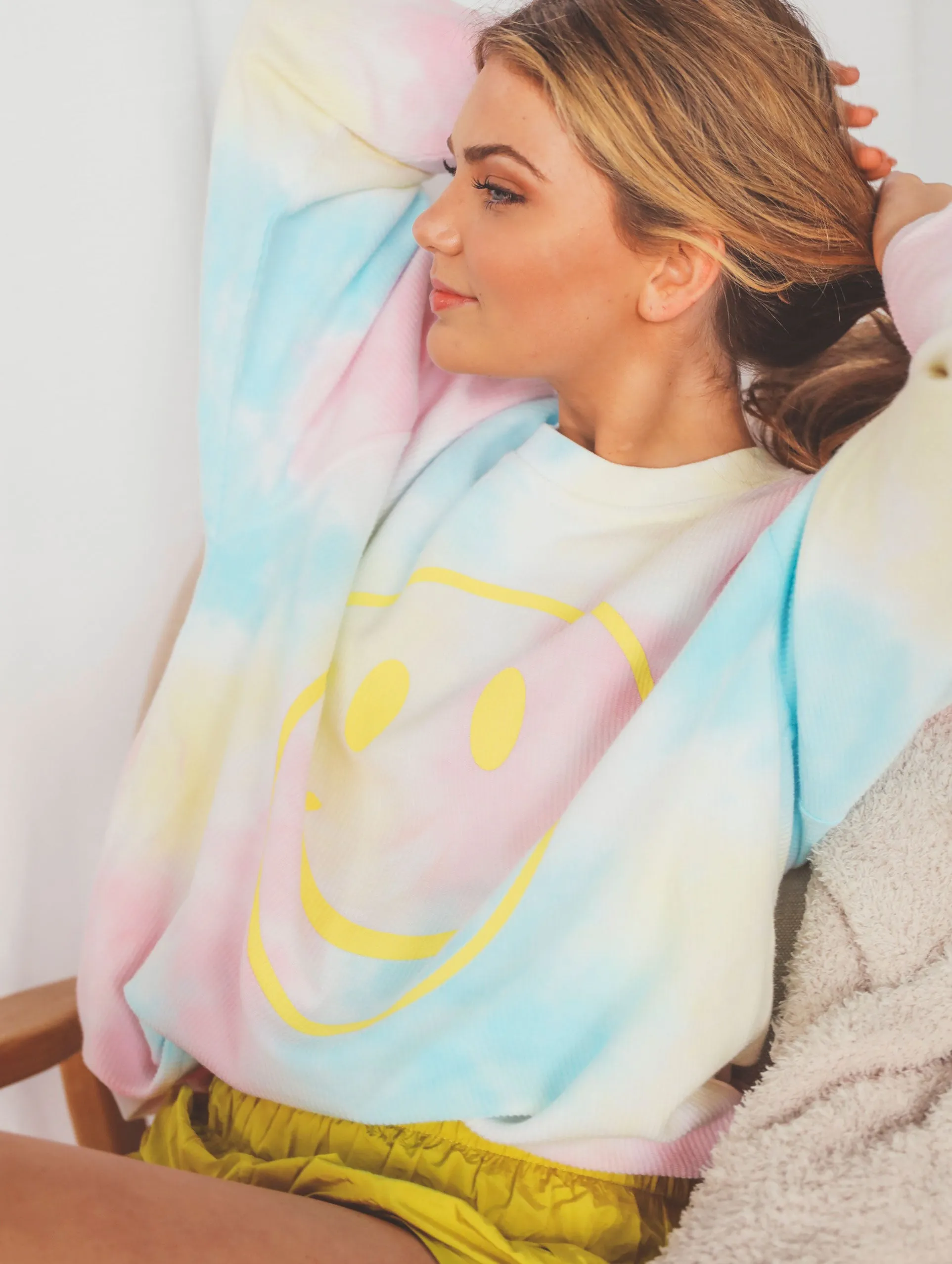 F S: SMILEY TIE DYE SWEATSHIRT