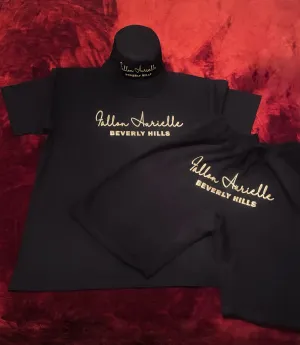 Fallon Aurielle Unisex Signature 3 Piece Beverly Hills Rep Yo Set Short Set (Black & Gold)