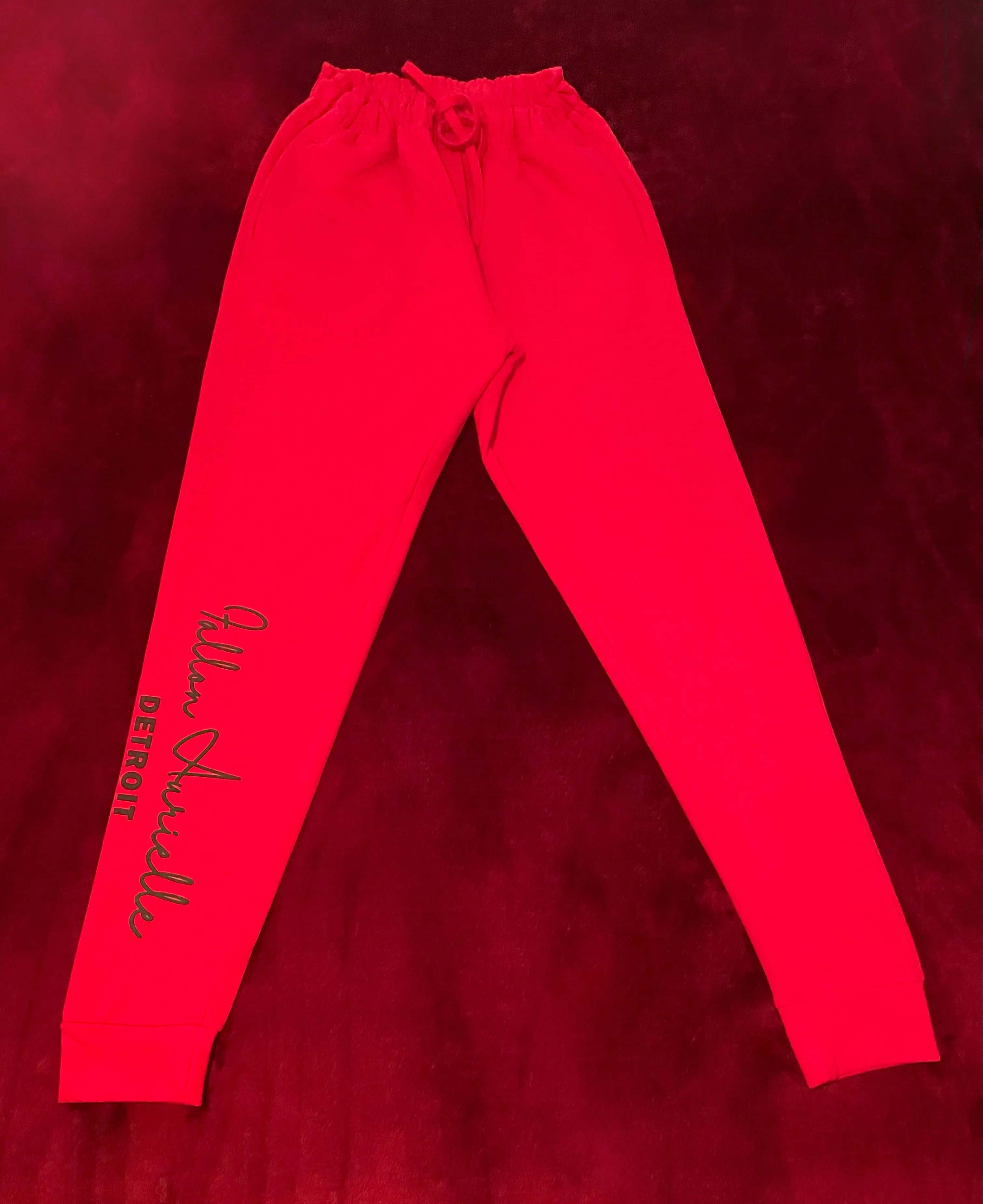 Fallon Aurielle Unisex Signature 3 Piece Detroit Rep Yo Set Jogger Set (Red & Black)