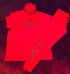 Fallon Aurielle Unisex Signature 3 Piece Detroit Rep Yo Set Jogger Set (Red & Black)