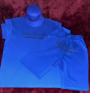 Fallon Aurielle Unisex Signature 3 Piece Highland Park Rep Yo Set Short Set (Deep Royal Blue & Black)