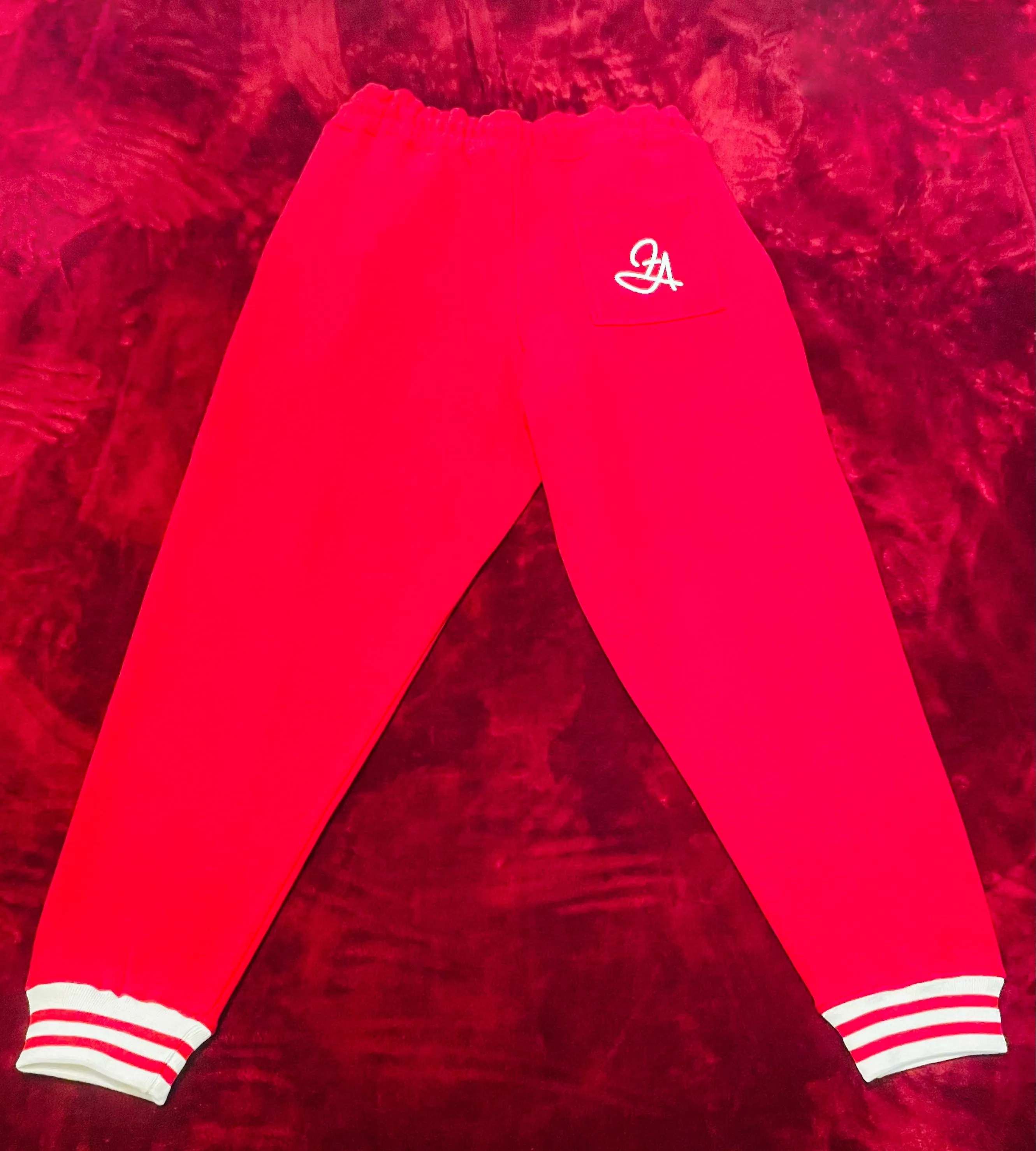 Fallon Aurielle Unisex Signature Aquarius Logo & Name Zodiac Jacket Jogging Set (Red & White)