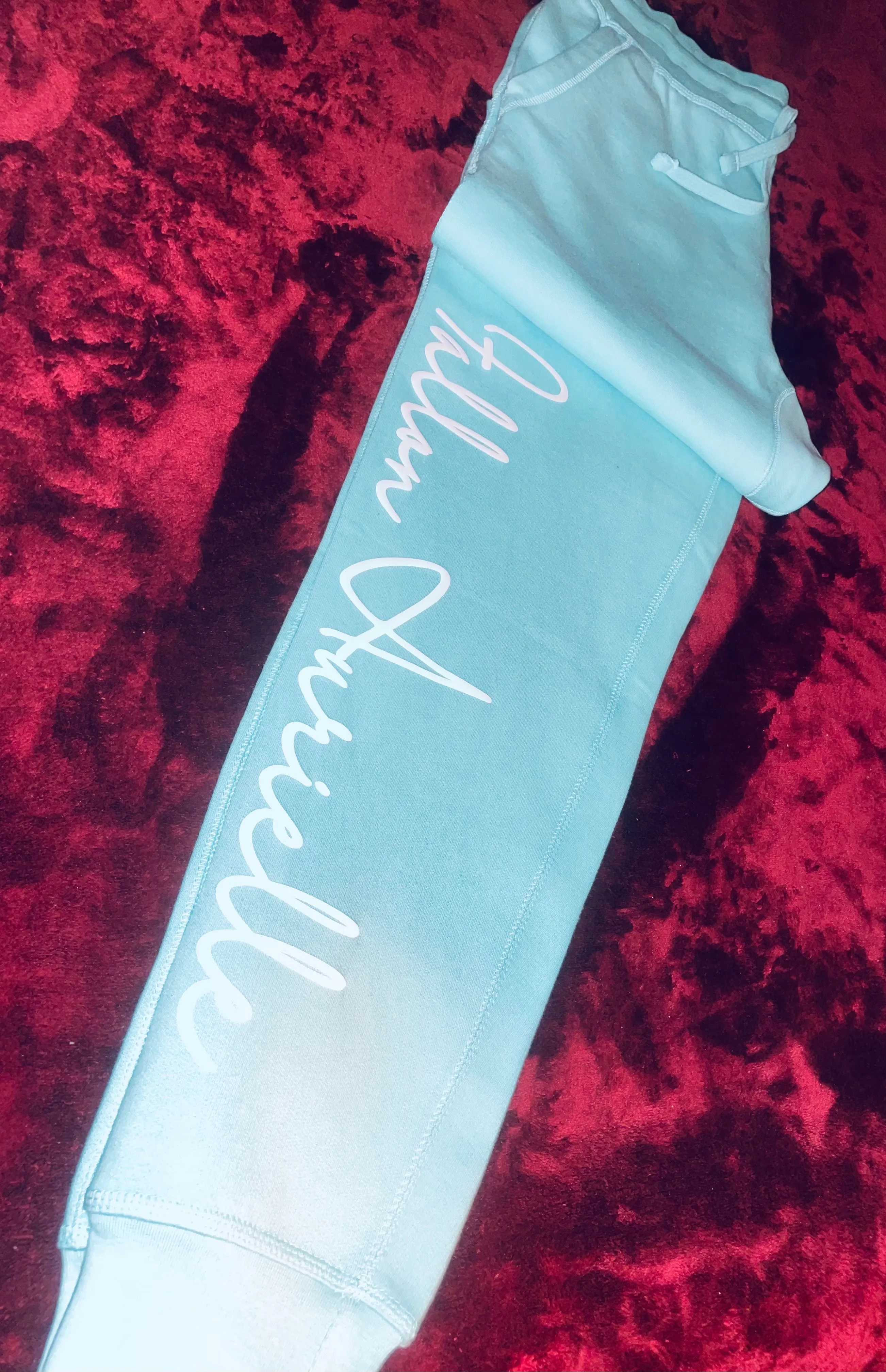 Fallon Aurielle Unisex Signature Sagittarius Logo & Name Zodiac Jogger Set (Seafoam Green & White)