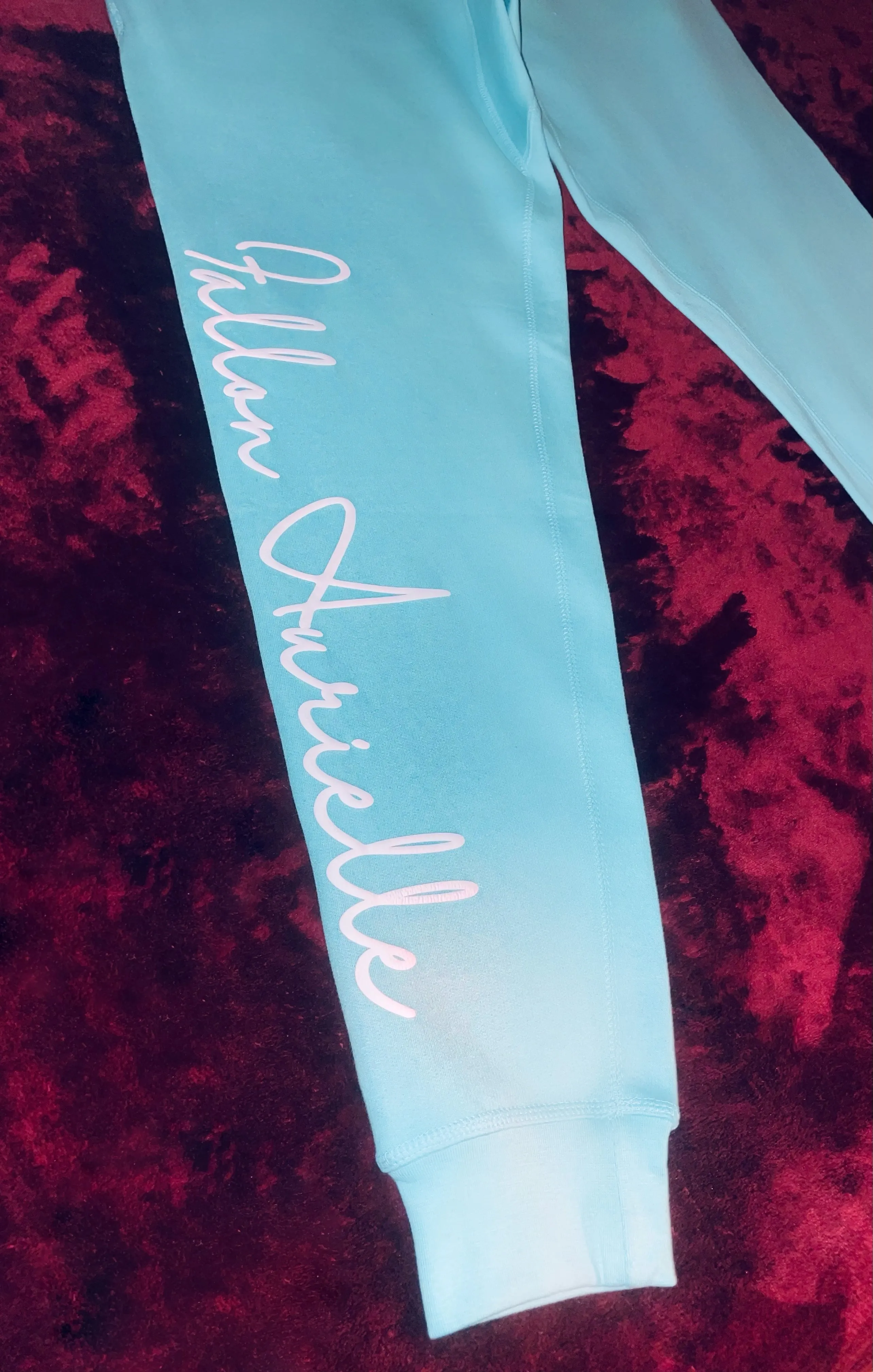 Fallon Aurielle Unisex Signature Sagittarius Logo & Name Zodiac Jogger Set (Seafoam Green & White)