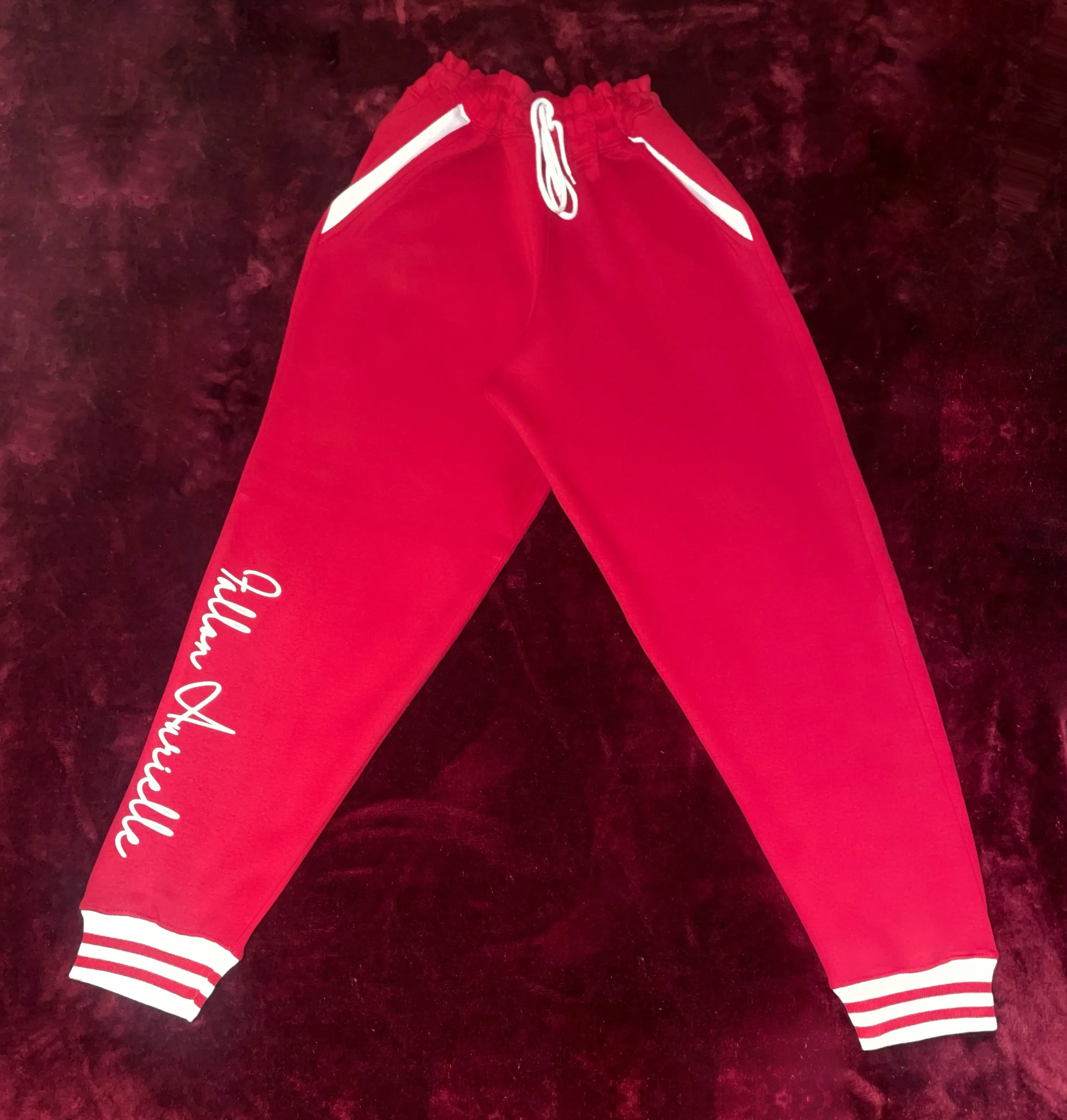 Fallon Aurielle Unisex Signature Scorpio Logo & Name Zodiac Jacket Jogging Set (Red & White)