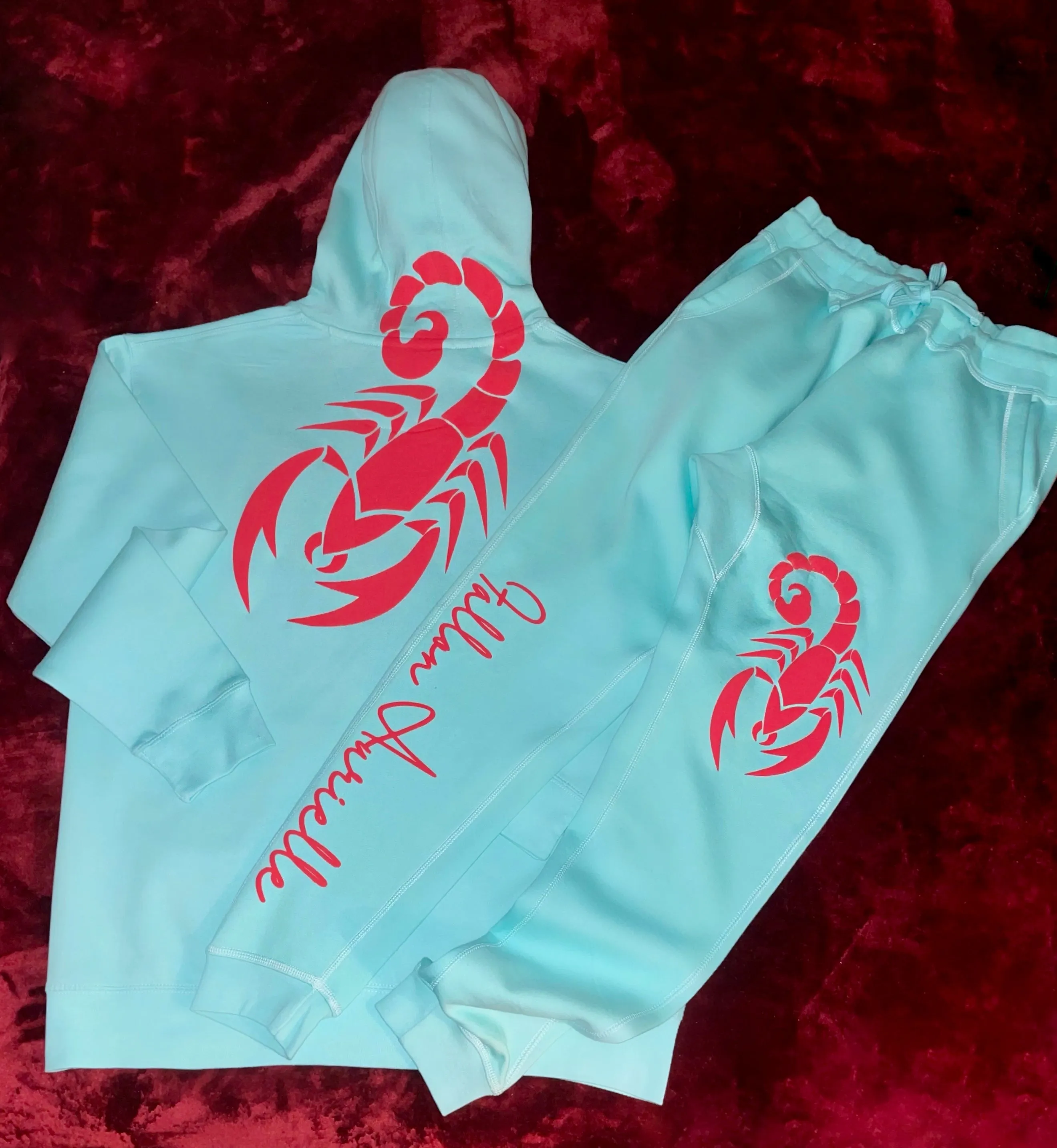 Fallon Aurielle Unisex Signature Scorpio Zodiac Jogging Set (Seafoam Green & Red)