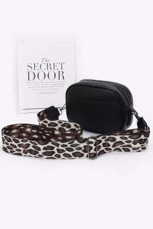 Faux Leather Camera Bag W/leopard Strap