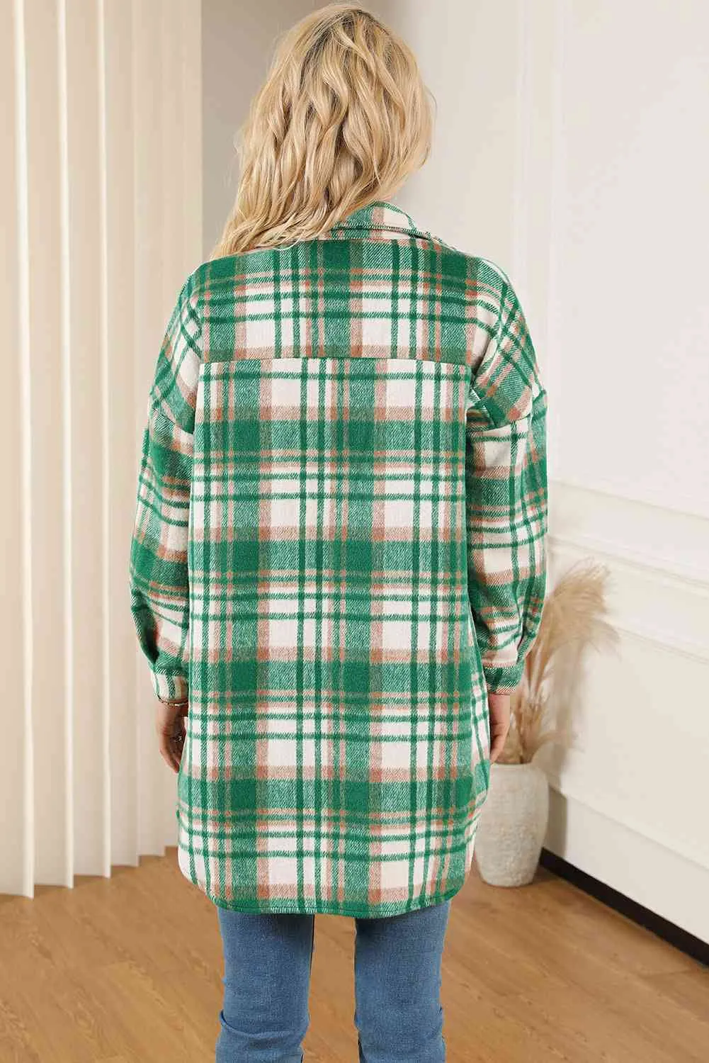 Fawna Plaid Dropped Shoulder Shirt Jacket