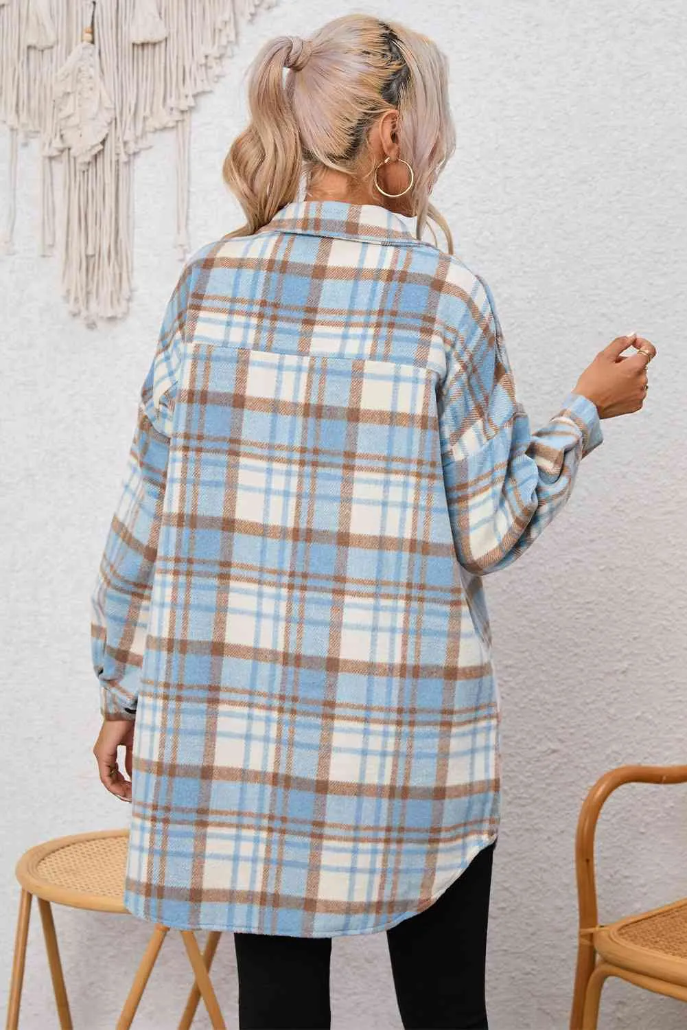 Fawna Plaid Dropped Shoulder Shirt Jacket