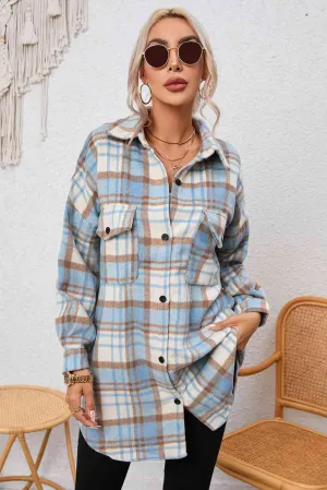 Fawna Plaid Dropped Shoulder Shirt Jacket