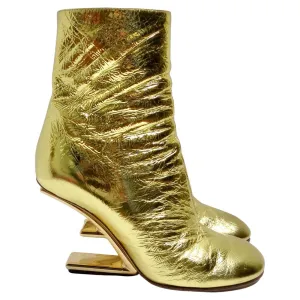 Fendi Laminated Craquele Nappa Fendi First Booties