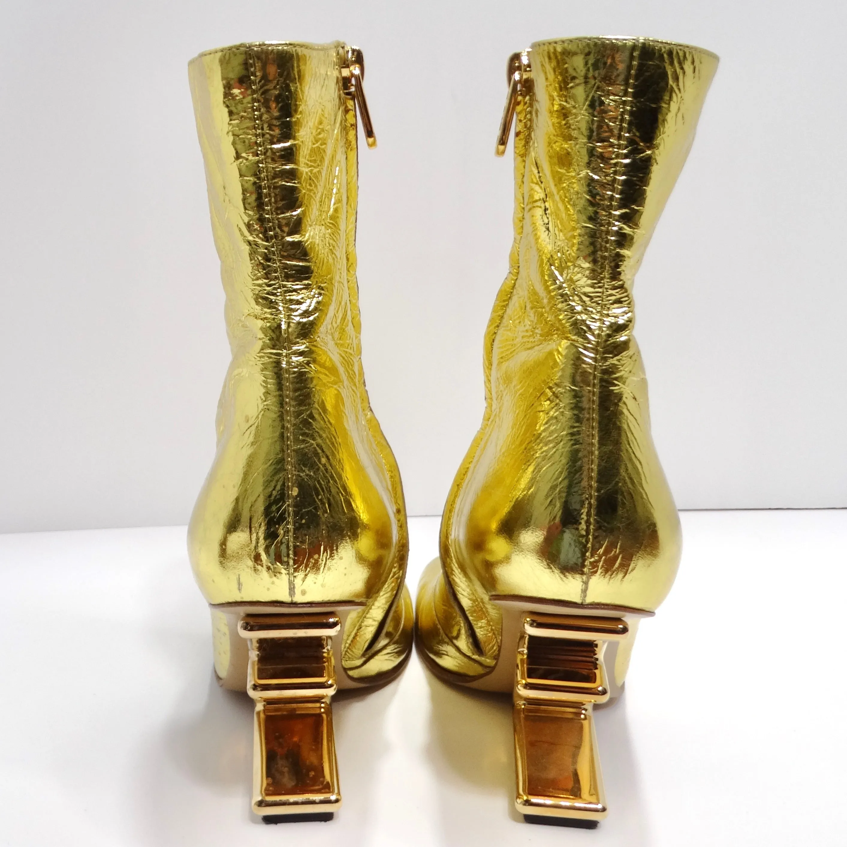 Fendi Laminated Craquele Nappa Fendi First Booties