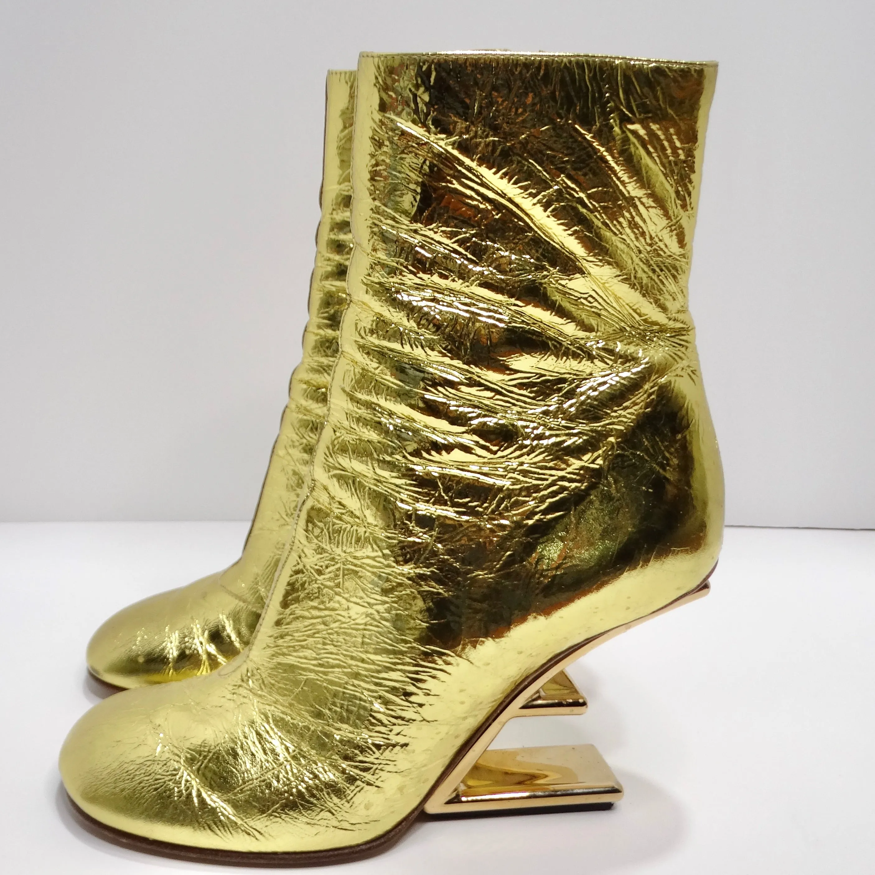 Fendi Laminated Craquele Nappa Fendi First Booties