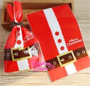 Festive Santa Gift Bags Cello Bags Cookie bags - Favors Bags - Party bags Set of 20/50/100 bags CB20 14x22 cm
