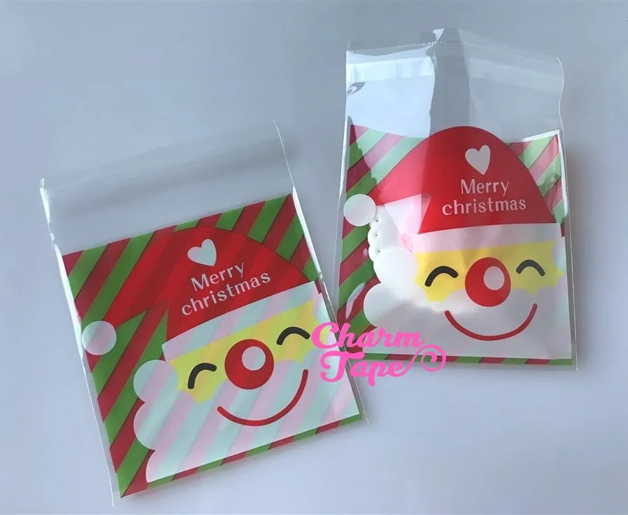 Festive Santa Gift Bags Cello Bags Self-adhesive Cookie bags - Favors Bags - Party bags 20/50/100 bags CB56