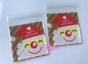 Festive Santa Gift Bags Cello Bags Self-adhesive Cookie bags - Favors Bags - Party bags 20/50/100 bags CB56