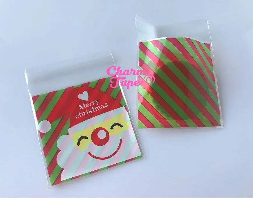 Festive Santa Gift Bags Cello Bags Self-adhesive Cookie bags - Favors Bags - Party bags 20/50/100 bags CB56