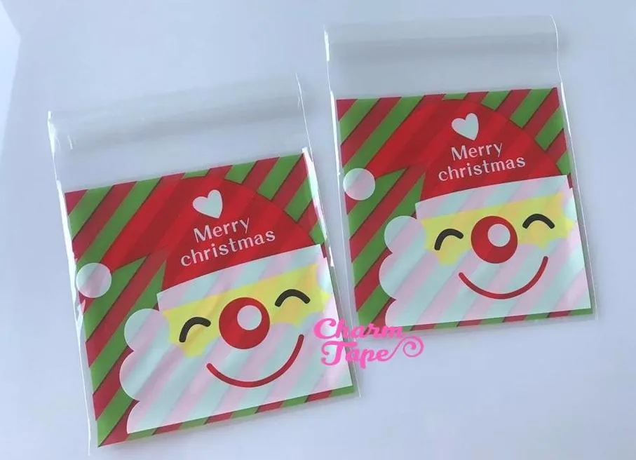 Festive Santa Gift Bags Cello Bags Self-adhesive Cookie bags - Favors Bags - Party bags 20/50/100 bags CB56