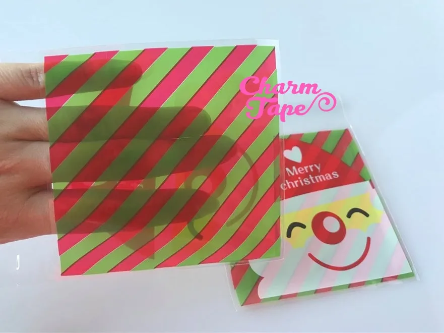 Festive Santa Gift Bags Cello Bags Self-adhesive Cookie bags - Favors Bags - Party bags 20/50/100 bags CB56