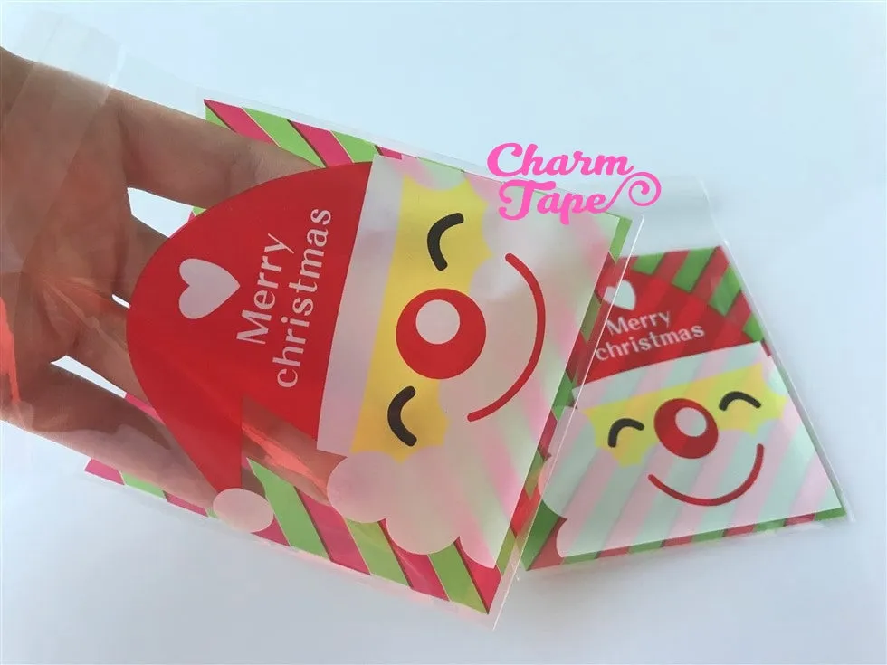 Festive Santa Gift Bags Cello Bags Self-adhesive Cookie bags - Favors Bags - Party bags 20/50/100 bags CB56