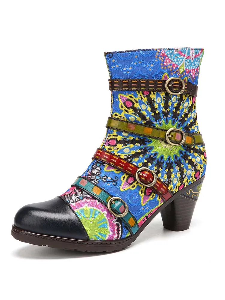 Firework Embroidered Buckle Boots