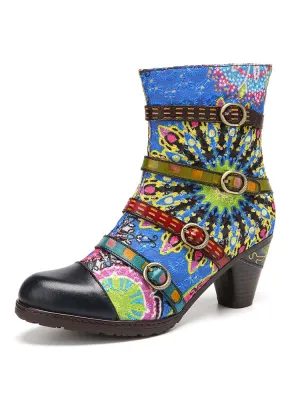 Firework Embroidered Buckle Boots