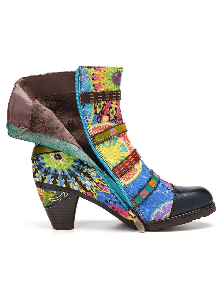 Firework Embroidered Buckle Boots