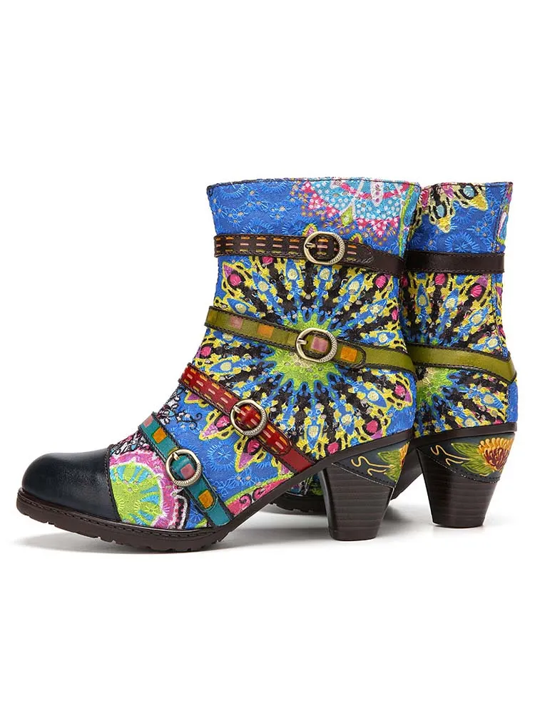 Firework Embroidered Buckle Boots