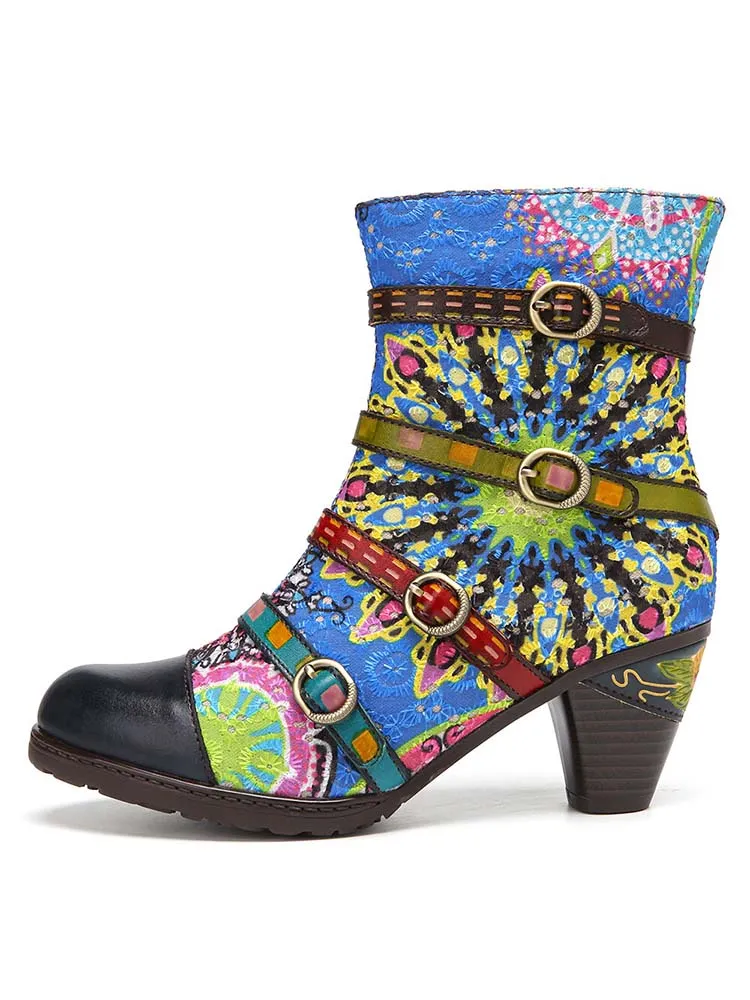Firework Embroidered Buckle Boots