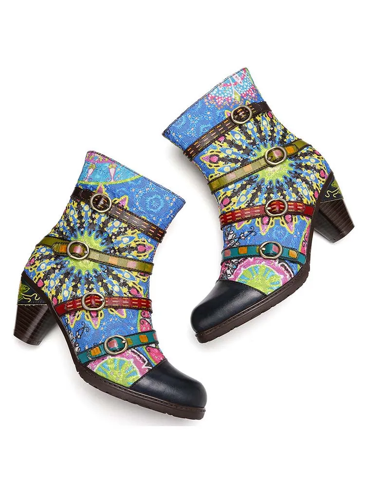 Firework Embroidered Buckle Boots