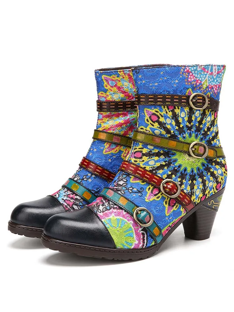 Firework Embroidered Buckle Boots