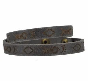 Fish Geo Leather Tooled Bracelet